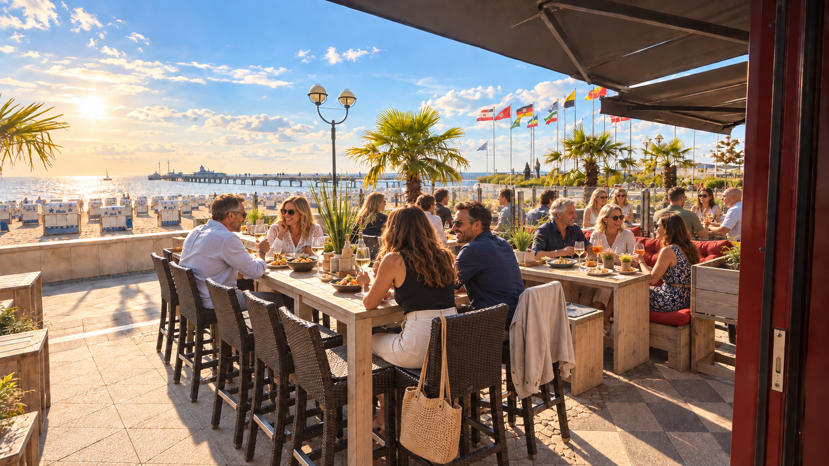 Sommerliche Terrassenstimmung am Grömitzer Strand